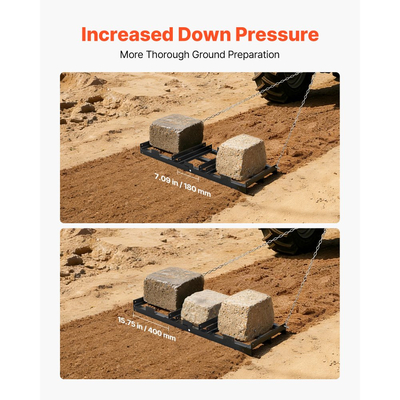 Σβάρνα VEVOR Drag Harrow, 122 x 50 cm, Ισοπεδωτής δρόμου με ρυθμιζόμενο πλάτος και χωρητικότητα φορτίου 50 λίβρες, Βαρέως τύπου τσουγκράνα ισοπέδωσης γκαζόν, Φρένο δρόμου με γαλβανισμένο χαλίκι, Κατάλληλο για ATV, UTV, τρακτέρ