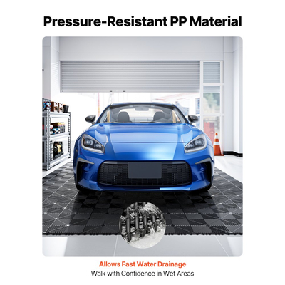 Πατάκια Αποστράγγισης VEVOR με Αλληλοσύνδεση, 310 x 310 mm, Πλακάκια Δαπέδου Γκαράζ με Αρθρωτά Πλακάκια Δαπέδου Αποστράγγισης PP, Αυτοαποστραγγιζόμενα, Εύκολη Εγκατάσταση, για Μπάνιο, Κουζίνα, Πισίνα & Εξωτερικούς Χώρους, Μαύρο, Συσκευασία των 12