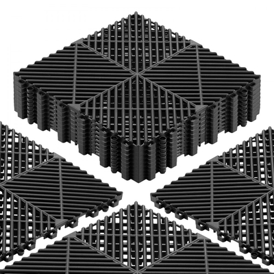 Πατάκια Αποστράγγισης VEVOR με Αλληλοσύνδεση, 310 x 310 mm, Πλακάκια Δαπέδου Γκαράζ με Αρθρωτά Πλακάκια Δαπέδου Αποστράγγισης PP, Αυτοαποστραγγιζόμενα, Εύκολη Εγκατάσταση, για Μπάνιο, Κουζίνα, Πισίνα & Εξωτερικούς Χώρους, Μαύρο, Συσκευασία των 12