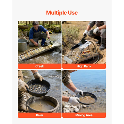 Κιτ χρυσομέτρησης VEVOR Highbanker, πτυσσόμενο κουτί χρυσού High Banker 3 σε 1 1270 mm, φορητό κιτ αναζήτησης μεταλλευτικού εξοπλισμού 26 τεμαχίων με χρυσά τηγάνια, οθόνη ταξινόμησης, μαγνήτης, σακίδιο πλάτης, αξεσουάρ