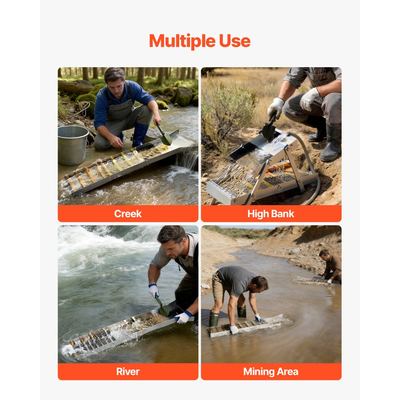 Χρυσοφράγμα VEVOR High Banker, Πτυσσόμενο κουτί φράγματος Highbanker 1270 mm 2 σε 1, από κράμα αλουμινίου, φορητός εξοπλισμός εξόρυξης με σακίδιο πλάτης με κορδόνι και γάντια, για αναζήτηση χρυσού στο Creek, High Bank