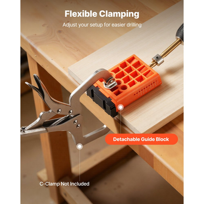 Κιτ εργαλείου διάτρησης τσέπης VEVOR, ρυθμιζόμενο, ελαφρύ σύστημα τρυπών τσέπης από 12,7 έως 38,1 mm με προσαρμογέα συλλογής σκόνης, αποσπώμενο μπλοκ οδηγού, τρυπάνι, κολάρο στοπ, εύκολη ρύθμιση, για ξυλουργική
