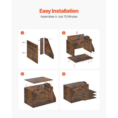 Οργανωτής Βιβλίων VEVOR, Γραμματοκιβώτιο Γραφείου 4 Διαμερισμάτων με Αποσπώμενα Ράφια, Ξύλινος Ταξινομητής Γραμματοκιβωτίων με Πλαϊνή Κάθετη Αποθήκευση, Οργανωτής Γραφείου για Αρχεία, Έγγραφα, Χαρτί, Καφέ