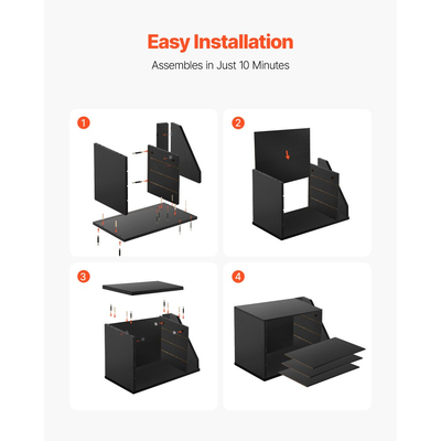 Οργανωτής Βιβλίων VEVOR, Γραμματοκιβώτιο Γραφείου 4 Διαμερισμάτων με Αποσπώμενα Ράφια, Ξύλινος Ταξινομητής Γραμματοκιβωτίων με Πλαϊνή Κάθετη Αποθήκευση, Οργανωτής Γραφείου για Αρχεία, Έγγραφα, Χαρτί, Μαύρο