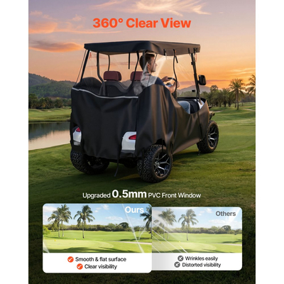 Κάλυμμα αμαξιδίου γκολφ VEVOR, Ορατό πλήρες περίβλημα αμαξιδίου γκολφ 2&2+2 επιβατών, Αδιάβροχο κάλυμμα αυτοκινήτου Oxford από ύφασμα Oxford 600D που ταιριάζει στα περισσότερα καροτσάκια Club Car, Yamaha, EZGO, Honda, Επίστρωση PVC & Αντιανεμικός σχεδιασμός γάντζου