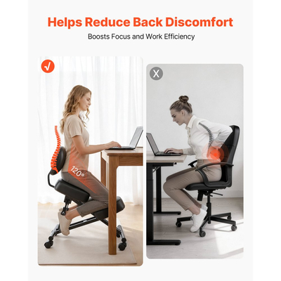 Εργονομική καρέκλα γονατίσματος VEVOR με πλάτη και ρόδες, κινητή καρέκλα γονατίσματος σε σχήμα Χ με ρυθμιζόμενο ύψος και παχιά μαξιλάρια αφρού, ανακούφιση από πόνο στον αυχένα ή την πλάτη για το σπίτι, το γραφείο, τον διαλογισμό, μαύρη