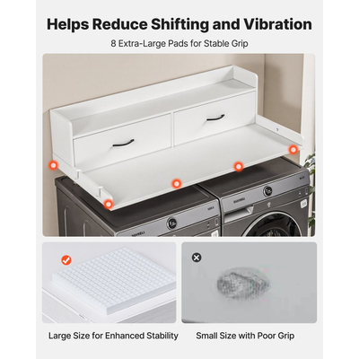 Πάγκος Πλυντηρίου-Στεγνωτηρίου VEVOR με Ράφι, Ξύλινο Επικάλυμμα Πλυντηρίου-Στεγνωτηρίου 137 x 69,9 cm με 2 Συρτάρια & Γάντζους, Επικάλυμμα Πλυντηρίου Ρούχων για Ντουλάπα Πλυντηρίου, Οργάνωση και Αποθήκευση Πάγκου Ντουλάπας, Λευκό