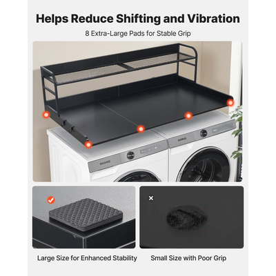 Πάγκος Πλυντηρίου-Στεγνωτηρίου VEVOR με Ράφι, Ξύλινο Επικάλυμμα Πλυντηρίου-Στεγνωτηρίου 137 x 69,9 cm με Άκρη και 2 Γάντζους, Επικάλυμμα Πλυντηρίου Ρούχων για Ντουλάπα Πλυντηρίου, Οργάνωση και Αποθήκευση, Μαύρο