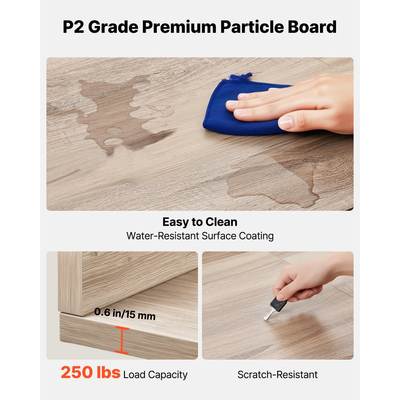 Πάγκος Πλυντηρίου-Στεγνωτηρίου VEVOR, Ξύλινη Επιφάνεια Πλυντηρίου-Στεγνωτηρίου 137 x 69,9 cm με Άκρη & 2 Γάντζους, Αδιάβροχη Επιφάνεια Πλυντηρίου Ρούχων για Οργάνωση και Αποθήκευση Ντουλάπας Πλυντηρίου, Δρυς