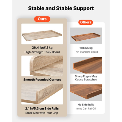 Πάγκος Πλυντηρίου-Στεγνωτηρίου VEVOR, Ξύλινη Επιφάνεια Πλυντηρίου-Στεγνωτηρίου 137 x 69,9 cm με Άκρη & 2 Γάντζους, Αδιάβροχη Επιφάνεια Πλυντηρίου Ρούχων για Οργάνωση και Αποθήκευση Ντουλάπας Πλυντηρίου, Δρυς