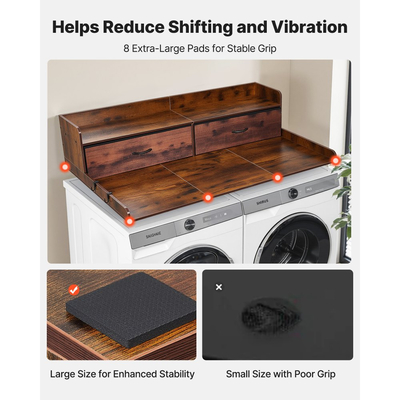 Πάγκος Πλυντηρίου-Στεγνωτηρίου VEVOR με Ράφι, Ξύλινο Επικάλυμμα Πλυντηρίου-Στεγνωτηρίου 137 x 69,9 cm με 2 Συρτάρια & Γάντζους, Επικάλυμμα Πλυντηρίου Ρούχων για Ντουλάπα Πλυντηρίου, Οργάνωση και Αποθήκευση Πάγκου Ντουλάπας, Καφέ