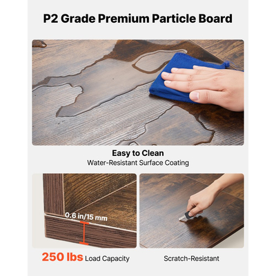 Πάγκος Πλυντηρίου-Στεγνωτηρίου VEVOR, Ξύλινη Επιφάνεια Πλυντηρίου-Στεγνωτηρίου 137 x 69,9 cm με Άκρη & Γάντζους, Αδιάβροχη Επιφάνεια Πλυντηρίου Ρούχων για Οργάνωση και Αποθήκευση Ντουλάπας Πλυντηρίου, Καφέ