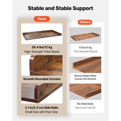 Πάγκος Πλυντηρίου-Στεγνωτηρίου VEVOR, Ξύλινη Επιφάνεια Πλυντηρίου-Στεγνωτηρίου 137 x 69,9 cm με Άκρη & Γάντζους, Αδιάβροχη Επιφάνεια Πλυντηρίου Ρούχων για Οργάνωση και Αποθήκευση Ντουλάπας Πλυντηρίου, Καφέ