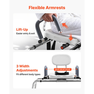 Συρόμενη καρέκλα ντους VEVOR, Πάγκος μεταφοράς μπανιέρας 180 kg με περιστρεφόμενο κάθισμα, Πάγκος ντους με περιστρεφόμενους βραχίονες και πλάτη, ρυθμιζόμενο ύψος και πλάτος για άτομα με αναπηρία, ηλικιωμένους, ηλικιωμένους και άτομα με αναπηρία