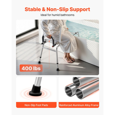 Συρόμενη καρέκλα ντους VEVOR, Πάγκος μεταφοράς μπανιέρας 180 kg με περιστρεφόμενο κάθισμα, Πάγκος ντους με περιστρεφόμενους βραχίονες και πλάτη, ρυθμιζόμενο ύψος και πλάτος για άτομα με αναπηρία, ηλικιωμένους, ηλικιωμένους και άτομα με αναπηρία