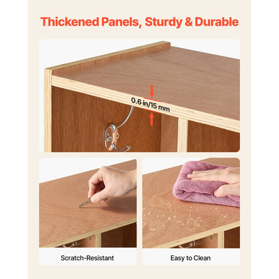 VEVOR Παιδική Ντουλάπα Ρούχων 5 Τμημάτων, Ξύλινη Ντουλάπα Αποθήκευσης για Νήπια με 10 Γάντζους & Αντιολισθητικό Χαλί, Μοντέρνες Παιδικές Ντουλάπες Ρούχων με 5 Μικρά Ανοιχτά Κουτιά Αποθήκευσης για Σπίτι, Νηπιαγωγείο, Παιδικό Σταθμό, Φυσικό