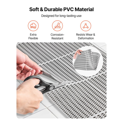 Πατάκι αποστράγγισης VEVOR, 90 x 1500 cm, Αντιολισθητικό επαγγελματικό πατάκι δαπέδου PVC, Κοίλο ρολό πατακιού αποστράγγισης νερού για υγρές περιοχές, για εξωτερικό εσωτερικό εστιατόριο, πισίνα, βεράντα, μπάνιο, τουαλέτα, γκρι