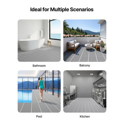 Πατάκι αποστράγγισης VEVOR, 90 x 1500 cm, Αντιολισθητικό επαγγελματικό πατάκι δαπέδου PVC, Κοίλο ρολό πατακιού αποστράγγισης νερού για υγρές περιοχές, για εξωτερικό εσωτερικό εστιατόριο, πισίνα, βεράντα, μπάνιο, τουαλέτα, γκρι