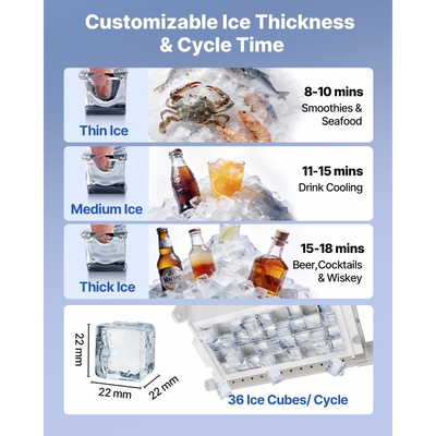 Επαγγελματική μηχανή πάγου VEVOR, 45 kg/24h με χωρητικότητα αποθήκευσης 14 kg, εντοιχισμένη/ελεύθερη/κάτω από πάγκο, παγομηχανή από ανοξείδωτο ατσάλι με οθόνη LED και αυτοκαθαρισμό, για οικιακό μπαρ/εστιατόριο