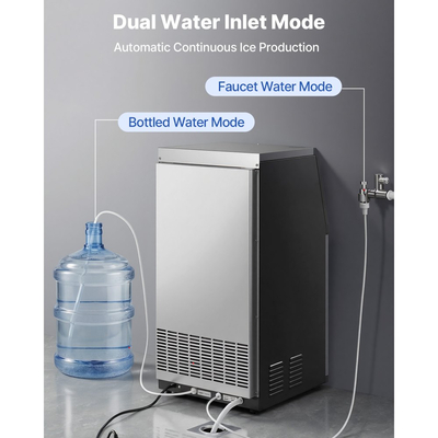 Επαγγελματική μηχανή πάγου VEVOR, 54 kg/24h με χωρητικότητα αποθήκευσης 14 kg, εντοιχισμένη/ελεύθερη/κάτω από πάγκο, παγομηχανή από ανοξείδωτο ατσάλι με οθόνη LED και αυτοκαθαρισμό, για οικιακό μπαρ/εστιατόριο