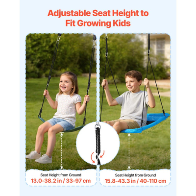 Σετ κούνιας VEVOR για αυλή, κάθισμα κούνιας 110 x 80 cm και δύο καθίσματα με ζώνη, με μεταλλική βάση σε σχήμα Α βαρέως τύπου, ικανότητα φορτίου 318 kg, ενισχυμένο με σπειροειδείς άγκυρες εδάφους, κούνια εξωτερικού χώρου για παιδιά