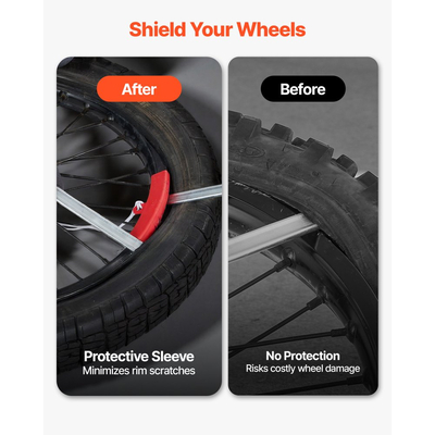 Κιτ αλλαγής ελαστικών VEVOR για ποδήλατο, κατάλληλο για τροχούς Motocross Enduro 406-533 mm, περιλαμβάνει προσαρμογείς άξονα 15-25 mm, συμπαγή αλλαγή ελαστικών για ποδήλατο με 2 σίδερα και προστατευτικό μανίκι