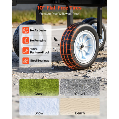 Καρότσι κήπου VEVOR με κάθισμα, 226,8 kg, Κάθισμα εργασίας κήπου από χάλυβα με ρόδες, Σκαμπό κηπουρικής βαρέως τύπου, με δίσκο εργαλείων και ρυθμιζόμενη λαβή, Καρότσι εξωτερικού χώρου, για γκαζόν, βεράντα, πίσω αυλή, μαύρο