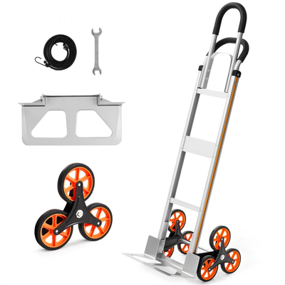 Καρότσι αναρρίχησης σκαλοπατιών VEVOR, χωρητικότητα αναρρίχησης σκαλοπατιών 150 kg, πτυσσόμενο καρότσι από κράμα αλουμινίου με τηλεσκοπική λαβή, 6 ρόδες και 2 κορδόνια ελαστικού, καρότσι αναρρίχησης σκαλοπατιών για το σπίτι, είδη παντοπωλείου, αποθήκη