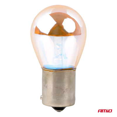 Amio – Λάμπες Αλογόνου PY21W BAU15s 12V 21W Πορτοκαλί/Χρώμιο Lumitec για Φλας & Καθαρή Σήμανση – Σετ 2 Τεμ. (04627/AM)
