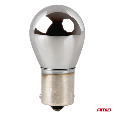 Amio – Λάμπες Αλογόνου PY21W BAU15s 12V 21W Λευκό/Χρώμιο Lumitec για Φλας & Φώτα Θέσης – Σετ 2 Τεμ. (04629/AM)