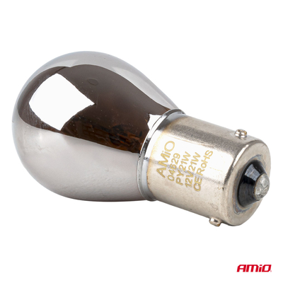 Amio – Λάμπες Αλογόνου PY21W BAU15s 12V 21W Λευκό/Χρώμιο Lumitec για Φλας & Φώτα Θέσης – Σετ 2 Τεμ. (04629/AM)