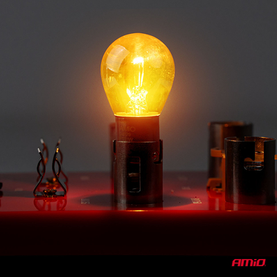 Amio – Λάμπες Αλογόνου PY21W BAU15s 12V 21W Λευκό/Χρώμιο Lumitec για Φλας & Φώτα Θέσης – Σετ 2 Τεμ. (04629/AM)