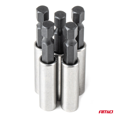 Amio – Μαγνητικοί Αντάπτορες για Μύτες Κατσαβιδιού HEX 1/4" Heavy Duty για Σταθερή Τοποθέτηση Εργαλείου & Καθημερινή Χρήση – Σετ 5 Τεμ. (04783/AM)