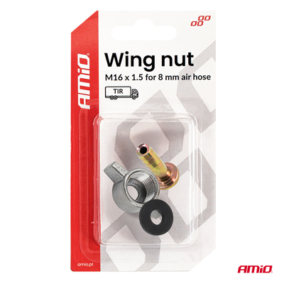 Amio – Παξιμάδι Πεταλούδα M16x1.5 για Σωλήνα Αέρα Φ8mm για Σταθερή Σύνδεση & Εύκολη Τοποθέτηση – 1 Τεμ. (04499/AM)