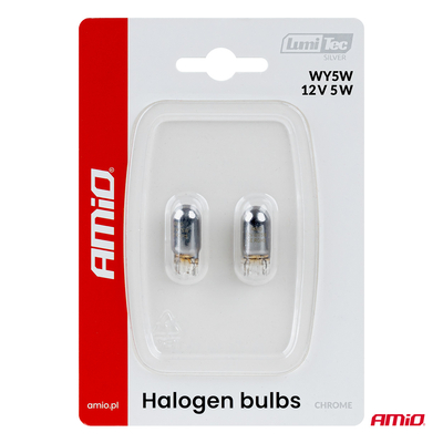 Amio – Λάμπες Αλογόνου WY5W W2.1x9.5d Καρφωτές 12V 5W Λευκό/Χρώμιο Lumitec για Φωτισμό Θέσης & Εσωτερικό – Σετ 2 Τεμ. (04628/AM)