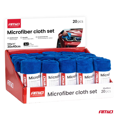 Amio – Πανιά Μικροϊνών 30x40cm 500GSM για Καθαρισμό & Προστασία Επιφανειών – Σετ 20 Τεμ. (04490/AM)