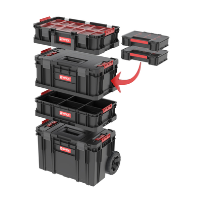 Σετ εργαλειοθήκες SYSTEM TWO 6 σε 1 σε πύργο
Περιέχει:
1 Εργαλειοθήκη με ρόδες και λαβή CART PLUS 530X385X690mm 38L
1 Εργαλειοθήκη TOOLBOX PLUS 530X310X225mm 26L
1 Εργαλειοθήκη ανοιχτή BOX 100 FLEX με 5 αποσπώμενα χωρίσματα 530X295X130mm 14,3L
1 Κασετίνα ORGANIZER PLUS 530X310X130mm 14,3L
2 Κασετίνες ORGANIZER MULTI 257X180X65mm / PROMO-6IN1