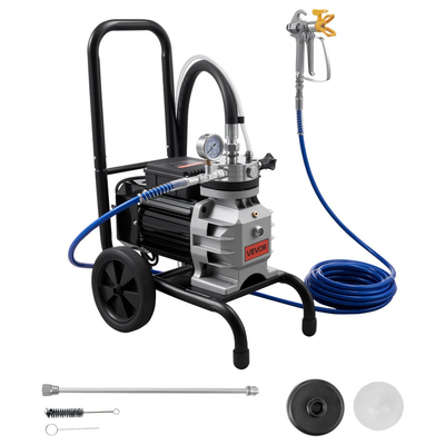 Ψεκαστήρας βαφής χωρίς αέρα VEVOR με διάφραγμα, αποδοτικός ψεκαστήρας βαφής χωρίς αέρα 1100 W με καρότσι, υψηλής πίεσης 2200 psi, με πόλο επέκτασης, βελόνα καθαρισμού και βούρτσα, για ψεκασμό εσωτερικού και εξωτερικού χώρου στο σπίτι