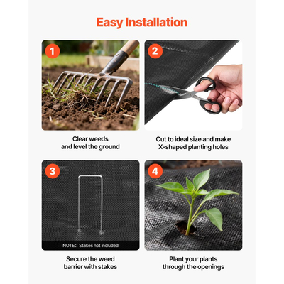 Ύφασμα VEVOR για φράγμα ζιζανίων βαρέως τύπου, 0,4 x 15,2m 90,7g ύφασμα τοπίου, υφασμένα υφάσματα αποκλεισμού ζιζανίων, υφάσματα κήπου, φράγμα ζιζανίων, κάλυψη εδάφους ελέγχου ζιζανίων, ιμάντες γεωυφάσματος, χαλάκι κηπουρικής, μαύρο