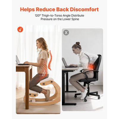 Εργονομική καρέκλα γονατίσματος VEVOR, ξύλινη καρέκλα γονατίσματος με ρυθμιζόμενα μαξιλάρια αφρού και μασίφ ξύλινο πλαίσιο, ρυθμιζόμενο ύψος, ανακούφιση από πόνο στον αυχένα ή την πλάτη για το σπίτι, το γραφείο ή τον διαλογισμό, μπεζ