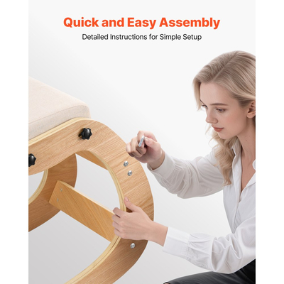 Εργονομική καρέκλα γονατίσματος VEVOR, ξύλινη καρέκλα γονατίσματος με ρυθμιζόμενα μαξιλάρια αφρού και μασίφ ξύλινο πλαίσιο, ρυθμιζόμενο ύψος, ανακούφιση από πόνο στον αυχένα ή την πλάτη για το σπίτι, το γραφείο ή τον διαλογισμό, μπεζ