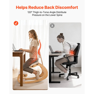 Εργονομική καρέκλα γονατίσματος VEVOR, ξύλινη καρέκλα γονατίσματος με ρυθμιζόμενα μαξιλάρια από χοντρό αφρό, πλάτη και ξύλινο πλαίσιο, ρυθμιζόμενο ύψος, ανακούφιση από πόνο στον αυχένα ή την πλάτη για το σπίτι, το γραφείο ή τον διαλογισμό