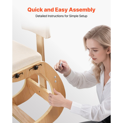 Εργονομική καρέκλα γονατίσματος VEVOR, ξύλινη καρέκλα γονατίσματος με ρυθμιζόμενα μαξιλάρια από χοντρό αφρό, πλάτη και ξύλινο πλαίσιο, ρυθμιζόμενο ύψος, ανακούφιση από πόνο στον αυχένα ή την πλάτη για το σπίτι, το γραφείο ή τον διαλογισμό