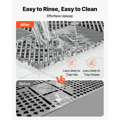 Πατάκια Αποχέτευσης VEVOR Interlocking, 310x310 mm, Πλακάκια Δαπέδου Γκαράζ, Αντιολισθητικό Πατάκι Ντους από Πλακάκια Αποχέτευσης PP, Αυτοαποστραγγιζόμενο, Εύκολη Εγκατάσταση, για Μπάνιο, Κουζίνα, Πισίνα & Εξωτερικούς Χώρους, Γκρι, Συσκευασία των 55 τεμαχίων