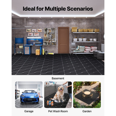 Πατάκια Αποχέτευσης VEVOR Interlocking, 310x310 mm, Πλακάκια Δαπέδου Γκαράζ, Αντιολισθητικό Πατάκι Ντους από Πλακάκια Αποχέτευσης PP, Αυτοαποστραγγιζόμενο, Εύκολη Εγκατάσταση, για Μπάνιο, Κουζίνα, Πισίνα & Εξωτερικούς Χώρους, Γκρι, Συσκευασία των 55 τεμαχίων