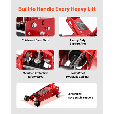 Γρύλος δαπέδου χαμηλού προφίλ VEVOR, χωρητικότητας 3 τόνων, χαλύβδινος αγωνιστικός γρύλος δαπέδου με αντλία γρήγορης ανύψωσης ενός εμβόλου, υδραυλικός ανυψωτήρας τρόλεϊ για σπορ αυτοκίνητα, sedan, SUV, φορτηγάκια, εύρος ανύψωσης 130-500 mm