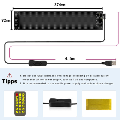 GLOBOSTAR® MATRIX GLB-106-0002 Εύκαμπτη Κυλιόμενη Ψηφιακή Επιγραφή 37.4x9.2cm P5 64x16 Pixel LED 10W DC 5V 2A με USB 2.0 Αδιάβροχο IP65 Πολύχρωμο RGB - Bluetooth Control μέσω iPIXEL APP - Μ37.4 x Π0.2 x Υ9.2cm - 2 Χρόνια Εγγύηση