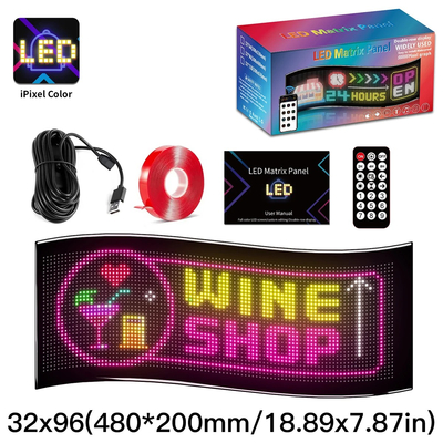 GLOBOSTAR® MATRIX GLB-106-0009 Εύκαμπτη Κυλιόμενη Ψηφιακή Επιγραφή 48x20cm P4.5 96x32 Pixel LED 10W AC 220-240V Αδιάβροχο IP65 Πολύχρωμο RGB - Bluetooth Control μέσω iPIXEL APP - Μ48 x Π0.24x Υ20cm - 2 Χρόνια Εγγύηση