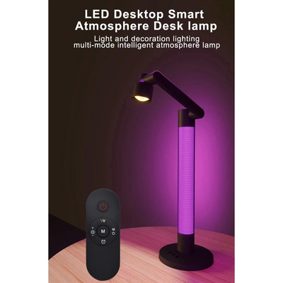 GLOBOSTAR® DESTINY GLB-106-0020 Επιτραπέζιο Φωτιστικό Πορτατίφ με RF Ασύρματο Χειριστήριο & Λειτουργία μέσω WiFi APP LED 10W 600lm 180° AC 220-240V IP20 Πολύχρωμο RGB Dimmable - Sanan SMD Chip - Μαύρο - Μ14 x Π14 x Υ50cm - 2 Χρόνια Εγγύηση