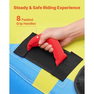 Ρυμουλκούμενος σωλήνας VEVOR για βαρκάδα, Φουσκωτοί σωλήνες σκάφους και ρυμουλκούμενα για 4 αναβάτες, Χωρητικότητα 308 kg Ρυμουλκούμενος σωλήνας για έλξη σκάφους για θαλάσσια σπορ - με πτερύγια, πλήρες νάιλον κάλυμμα, επενδυμένες λαβές και βαλβίδα ασφαλείας